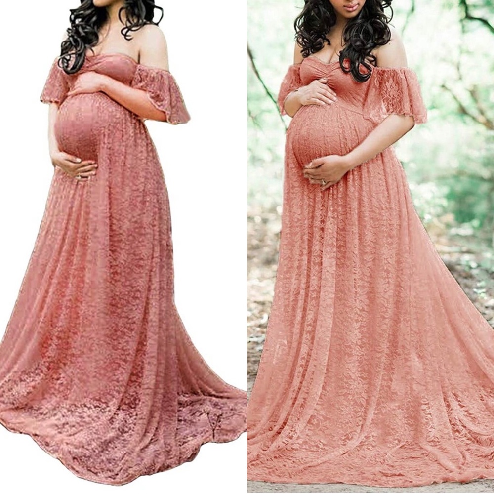 *MATERNITY*  Floral lace dress gown